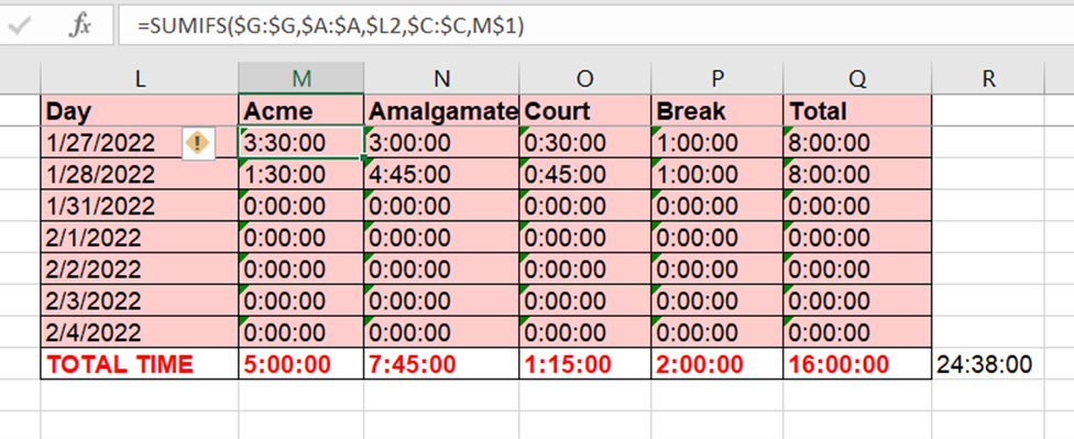 Excel Spreadsheet