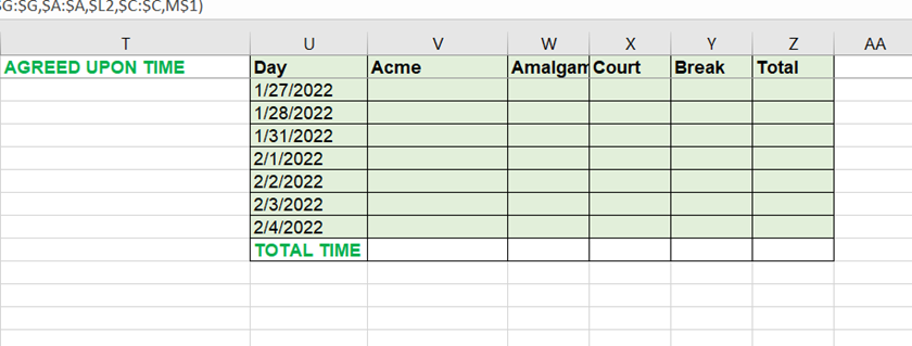 Excel Spreadsheet