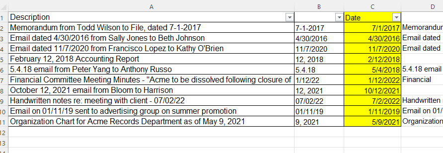 Formula to extract dates from text in cells