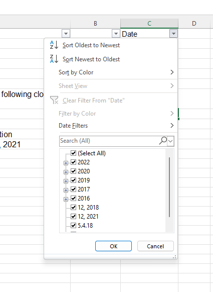 Formula to extract dates from text in cells