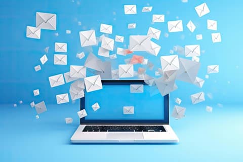 mail flying out of computer