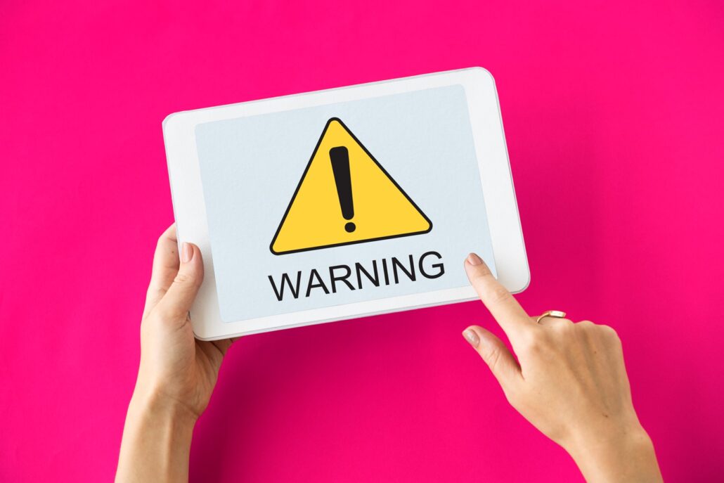 warning sign on tablet