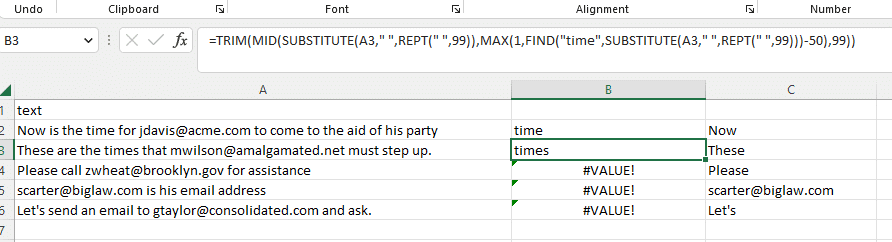 Excel formula to extract email addresses