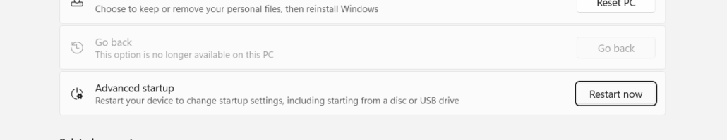 The Windows 'Remove Everything' option to wipe a hard drive
