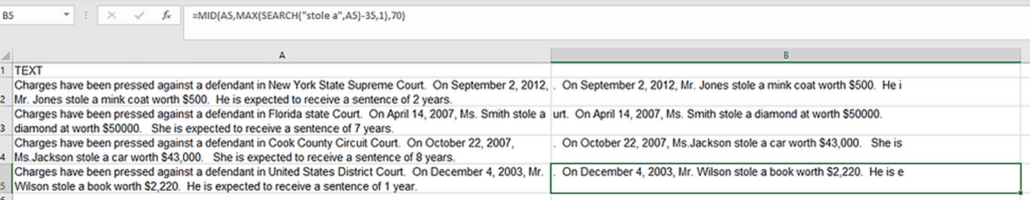 Extracting Text Around a String in Excel