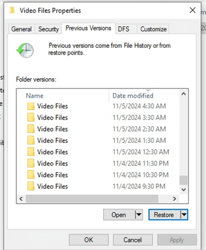 Keep Multiple Versions of Folder Contents with Windows File History Tool